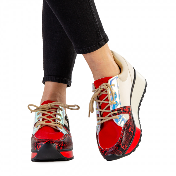 Γυναικεία αθλητικά παπούτσια  Karem κόκκινα, 3 - Kalapod.gr